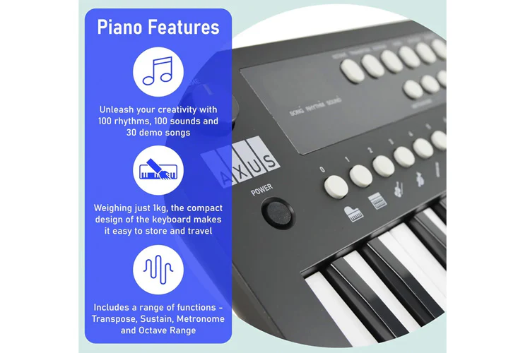 Axus Mini Keyboard 37 Key Keyboard (Black) - Image 3