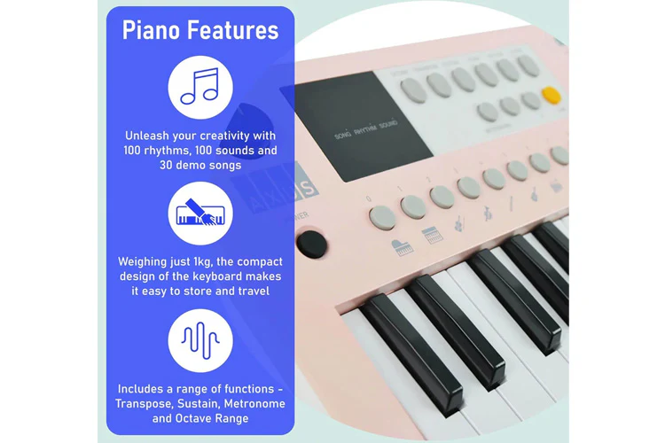Axus Mini Keyboard 37 Key Keyboard (Pink) - Image 3