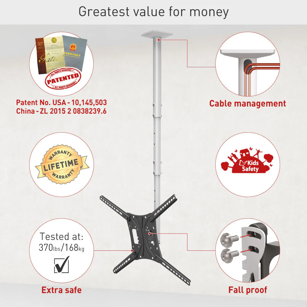 Barkan 13" - 86" Long TV Ceiling Mount 4500L - Image 4