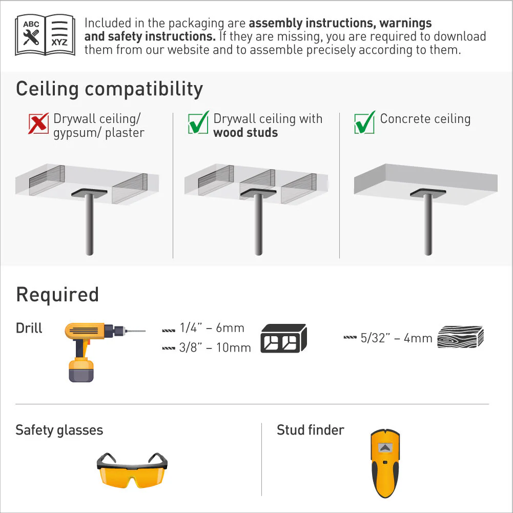 Barkan 13" - 86" Long TV Ceiling Mount 4500L - Image 5