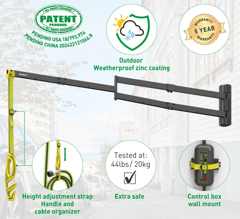 Barkan EV160WM 160cm Elegant Protective EV Charging Cable Wall Arm - Image 4