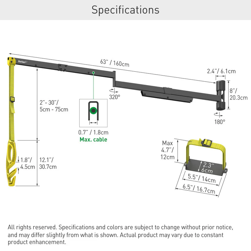 Barkan EV160WM2 160cm Protective EV Charging Cable Wall Arm - Image 3