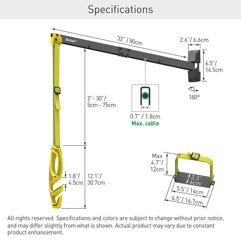 Barkan EV80WN 80cm Protective EV Charging Cable Wall Arm - Image 3