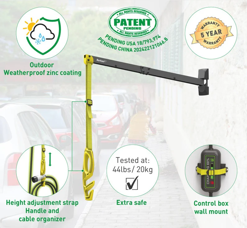 Barkan EV80WN 80cm Protective EV Charging Cable Wall Arm - Image 4