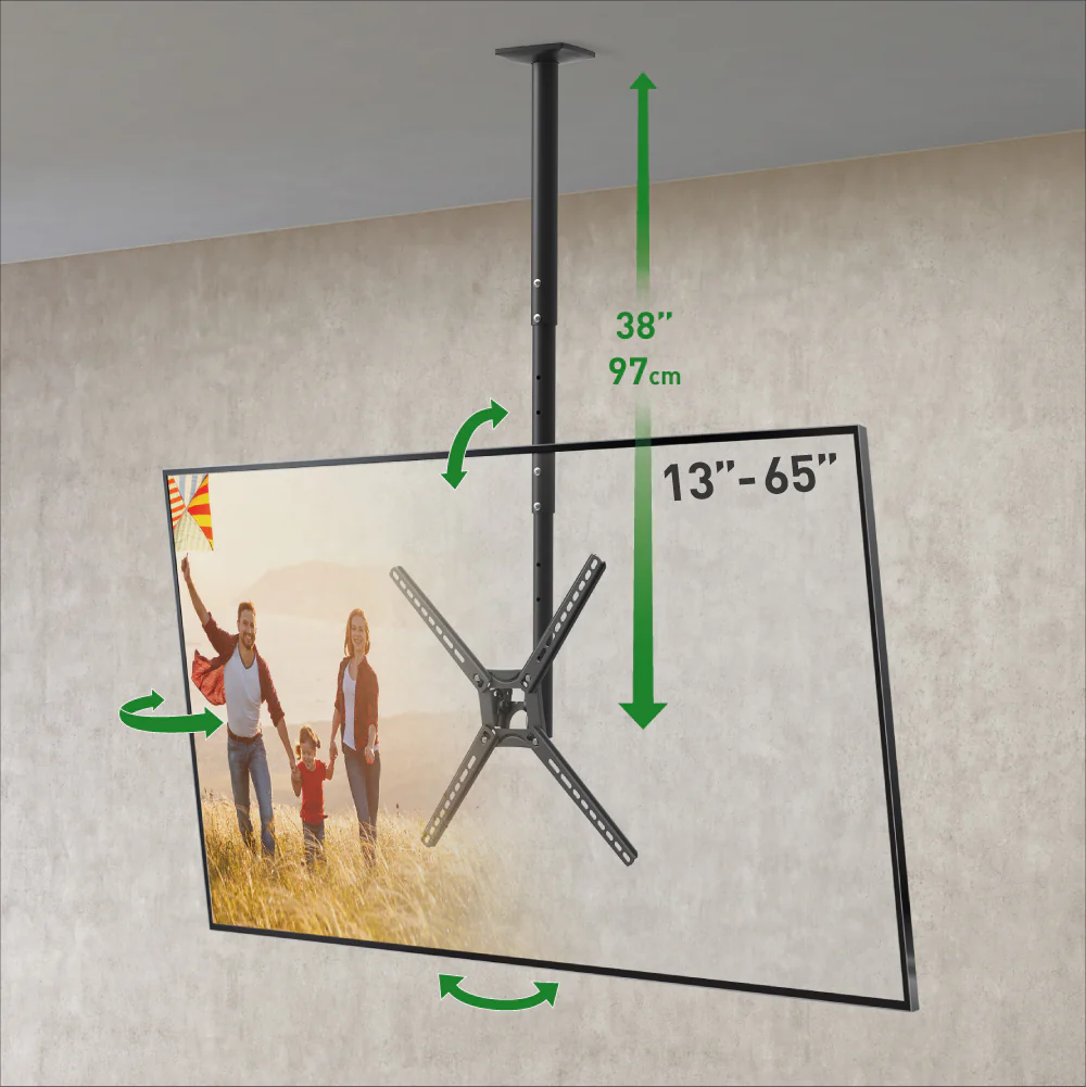 Barkan Full Motion TV Ceiling Mount, 29 - 65 Inch Size, Black - Image 6