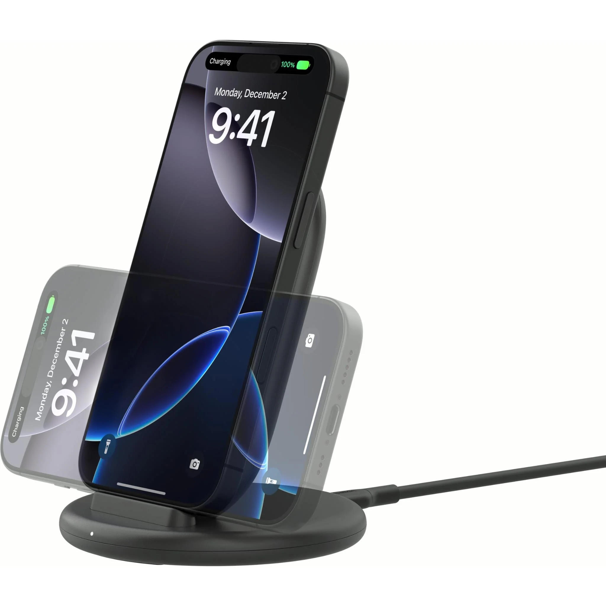Belkin BoostCharge Wireless Charging Stand 15W with Wall Adapter (Black) - Image 2