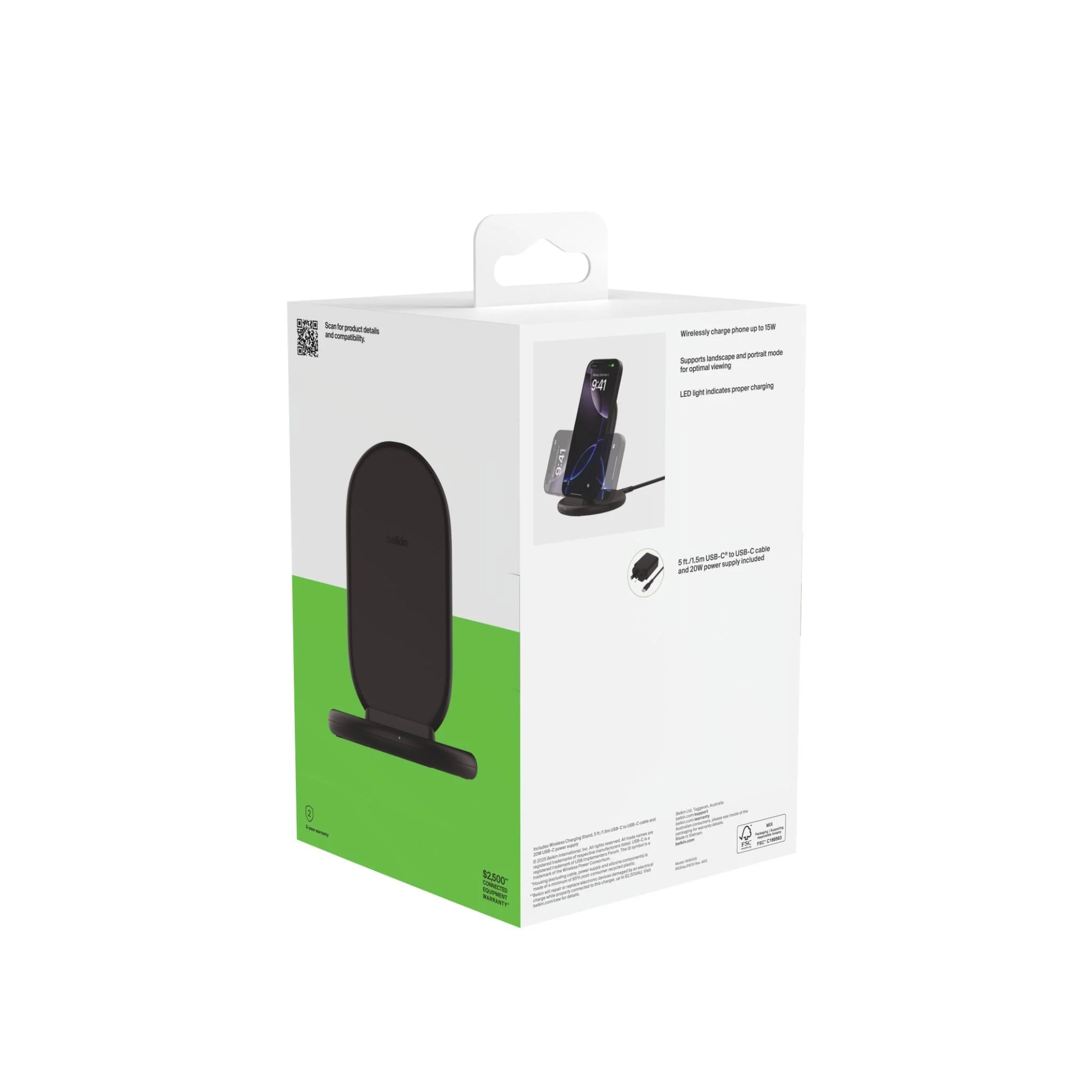 Belkin BoostCharge Wireless Charging Stand 15W with Wall Adapter (Black) - Image 7