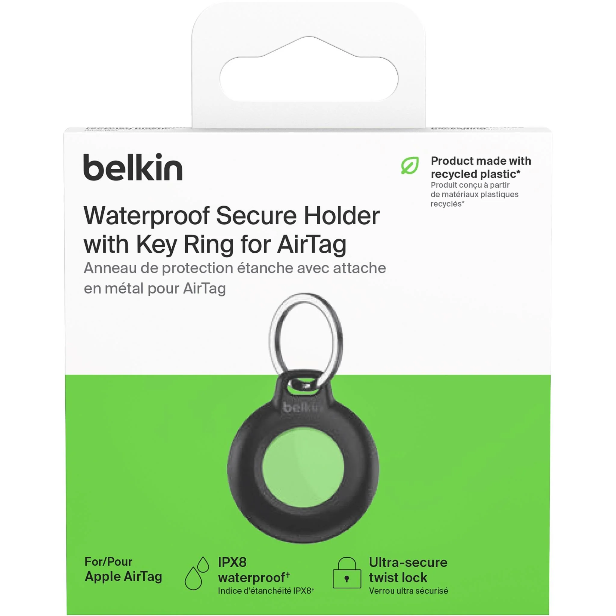 Belkin Waterproof Secure AirTag Holder with Key Ring (Black) - Image 8