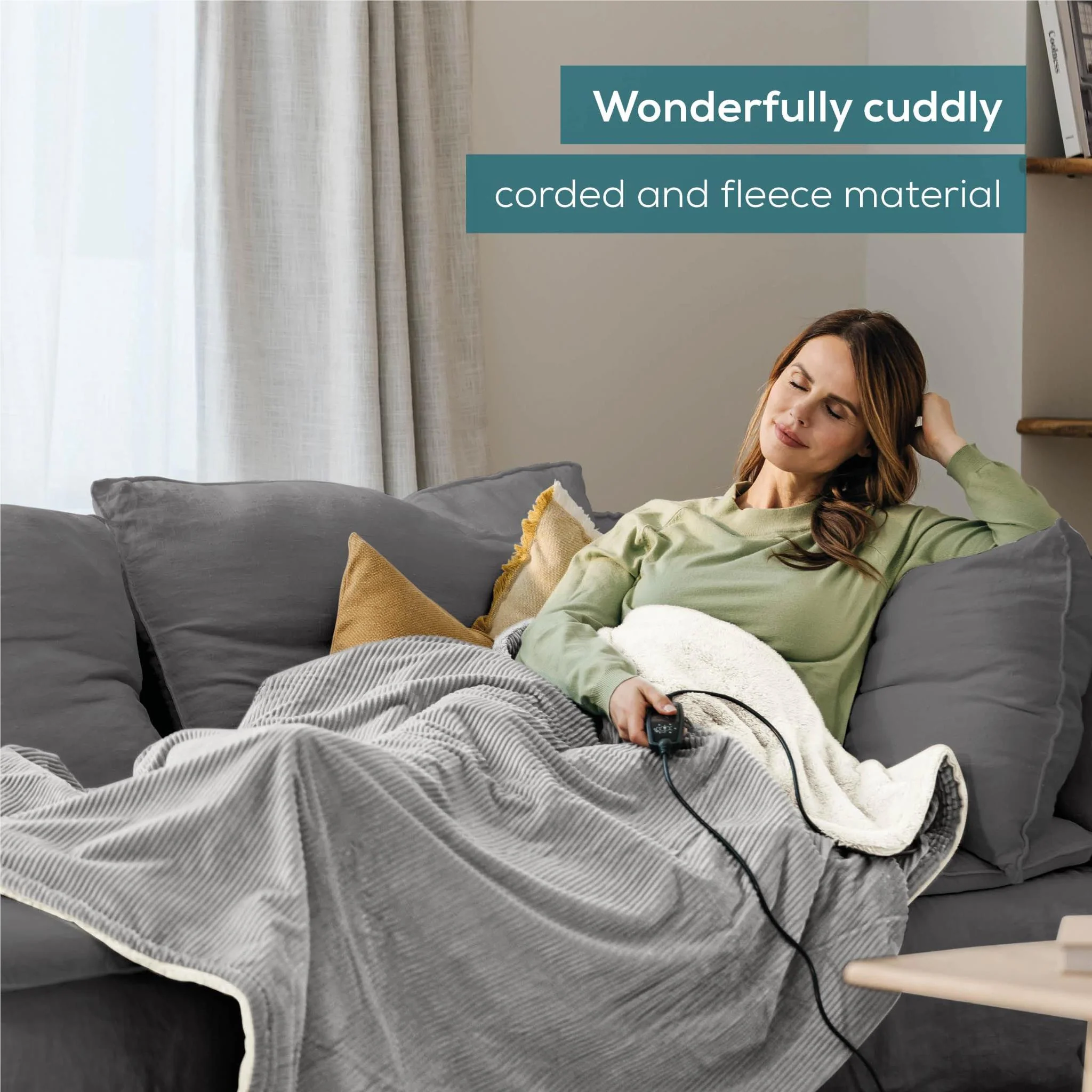 Beurer Corduroy Heated Throw (Light Grey) - Image 3