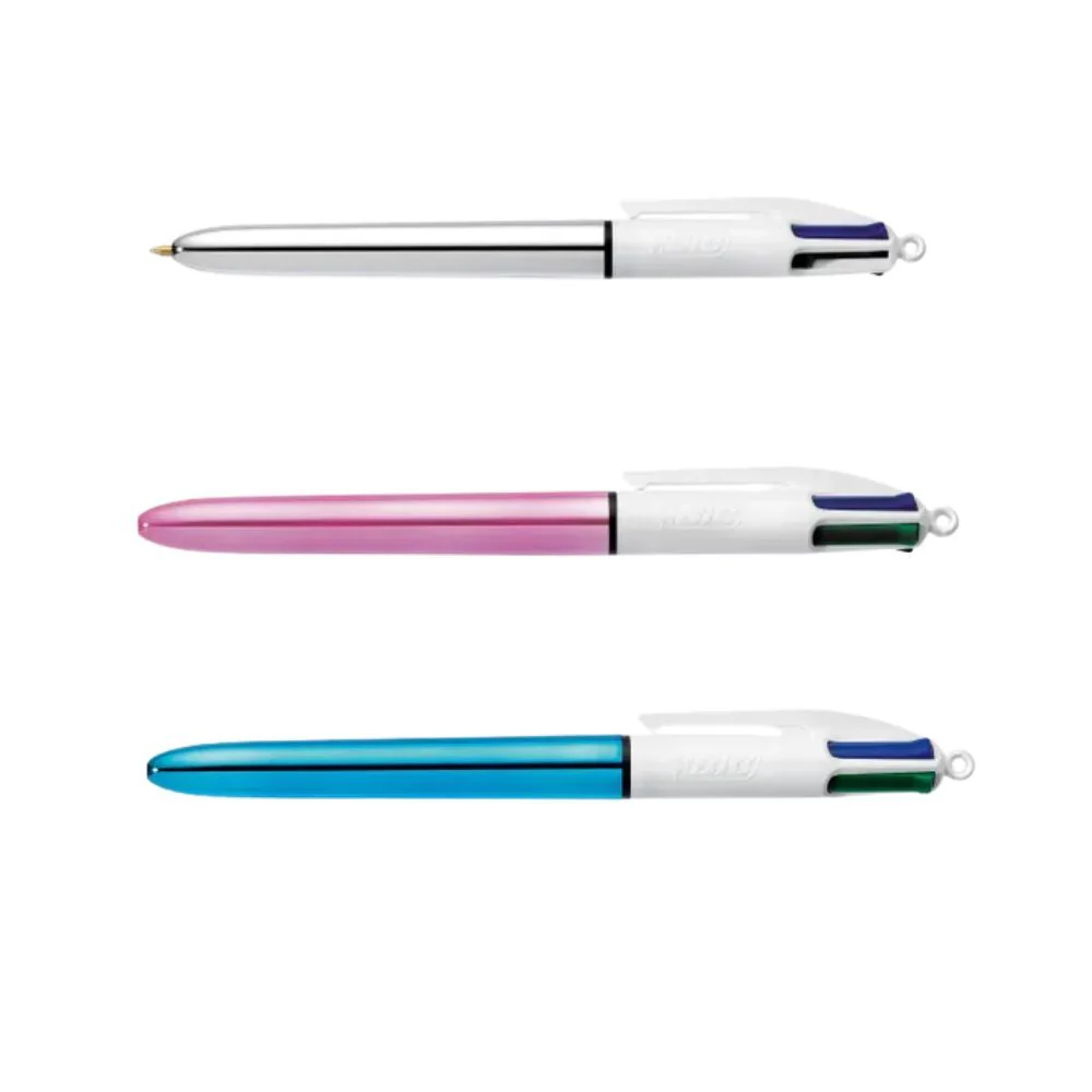 Bic 4-Colour Shine Metallic Pens Set 1.0mm Stationery (3-Pack) - Image 2