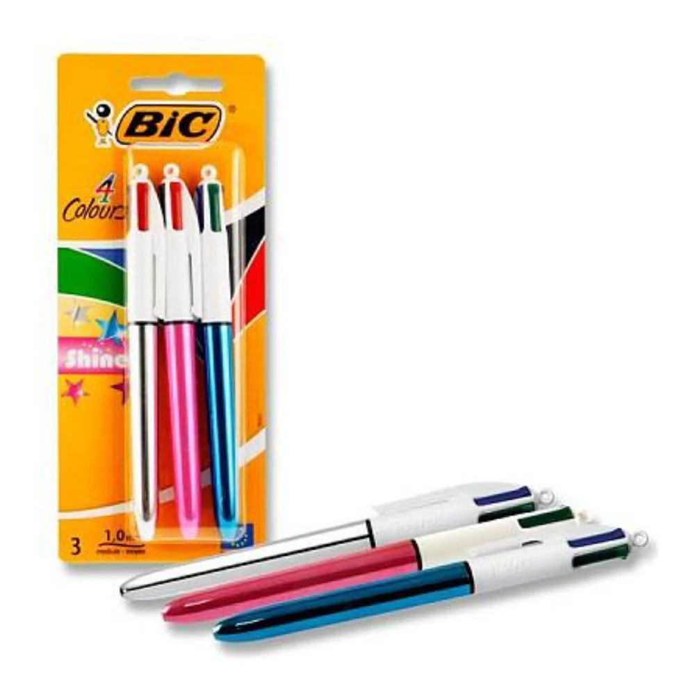 Bic 4-Colour Shine Metallic Pens Set 1.0mm Stationery (3-Pack) - Image 3