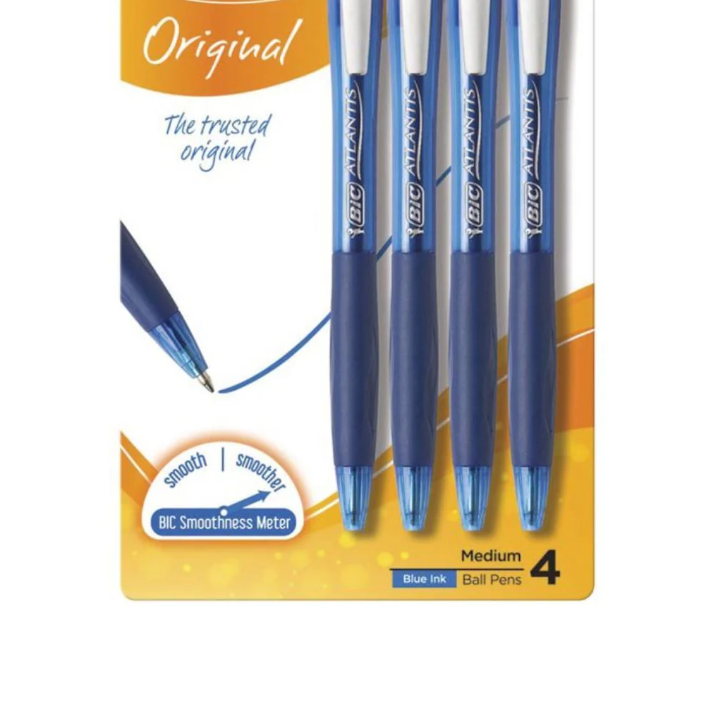 Bic Atlantis Original Medium Retractable Ball Pens Blue (4-Piece) - Image 2