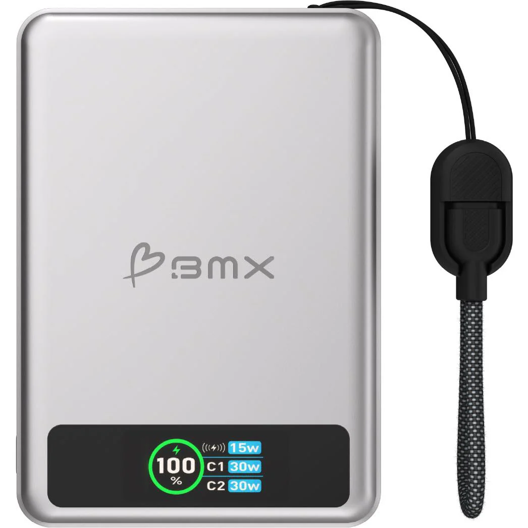 BMX SolidSafe 10K Solid-State Magnetic Power Bank (Silver)