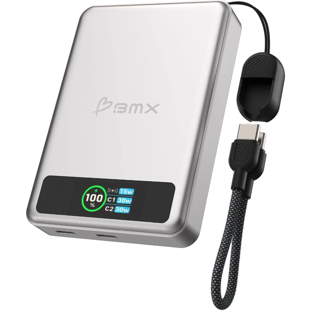 BMX SolidSafe 10K Solid-State Magnetic Power Bank (Silver) - Image 5