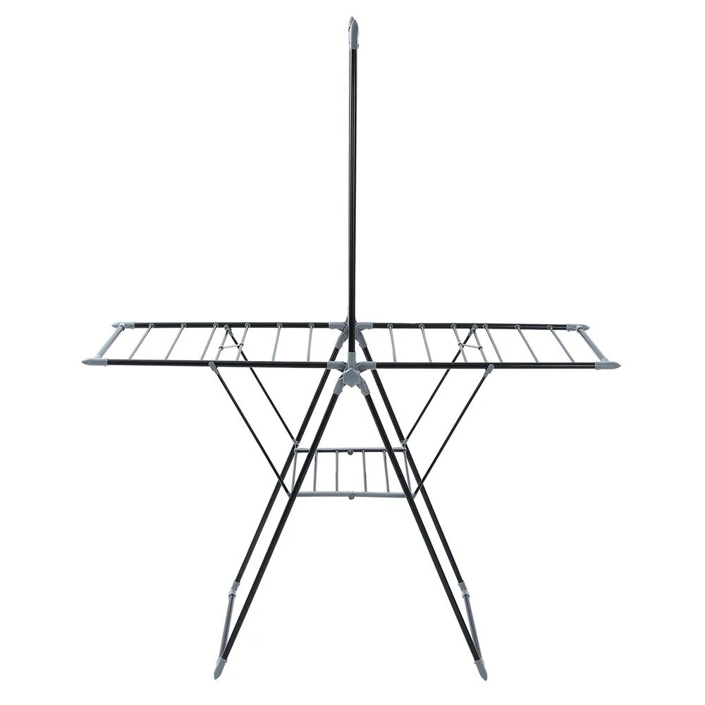 Boxsweden Foldable Clothes Airer with Hanging Rack 155x194cm (Black) - Image 3