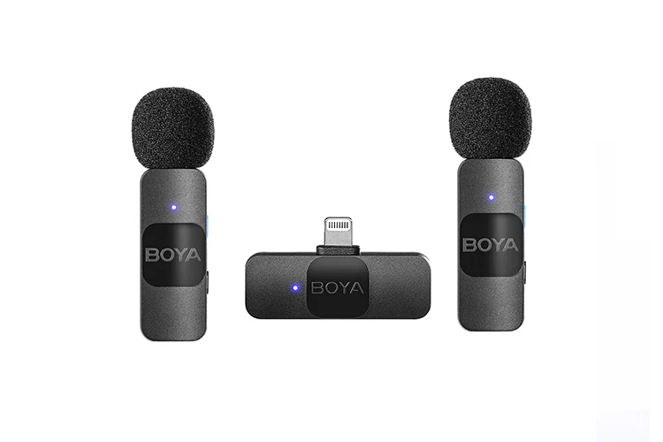Boya BY-V2 Dual Wireless Lavalier Mic for iPhone iPad - Image 2