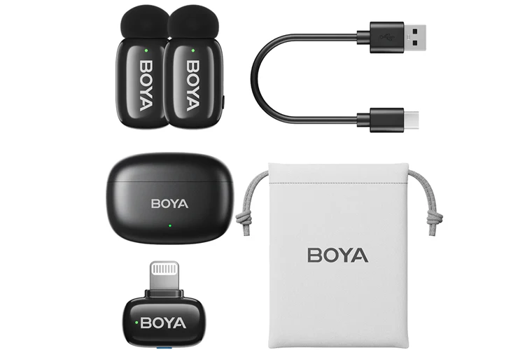BOYA Mini 2 Dual Wireless Microphone - Lightning with Case (Black) - Image 2