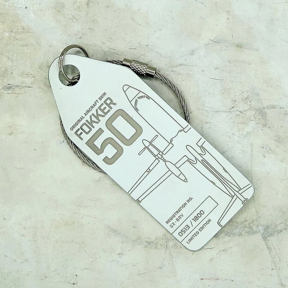 Boyle Aviationtag Keychain Fokker 50 SAS Tag 14.5cm (White) - Image 2