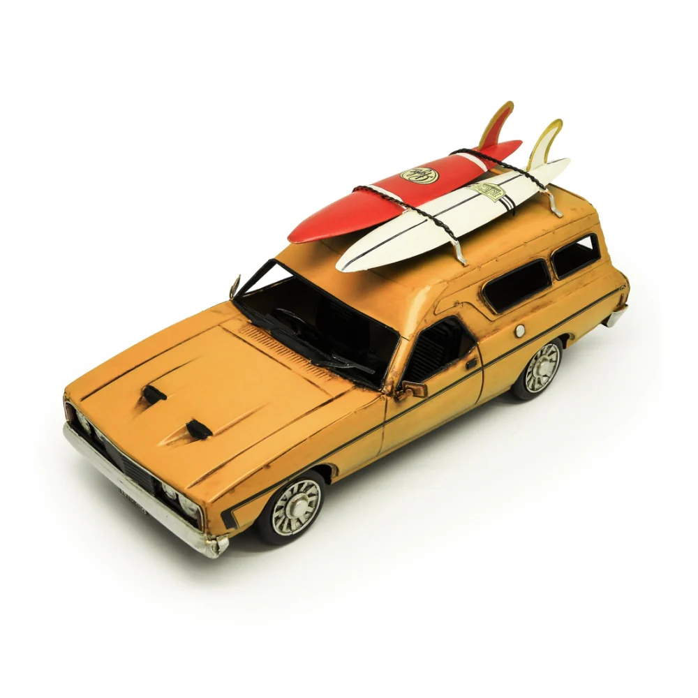Boyle Metal Ornament Figurine 1976 Ford XC Falcon Panelvan Car with Surfboard (Yellow) - Image 5