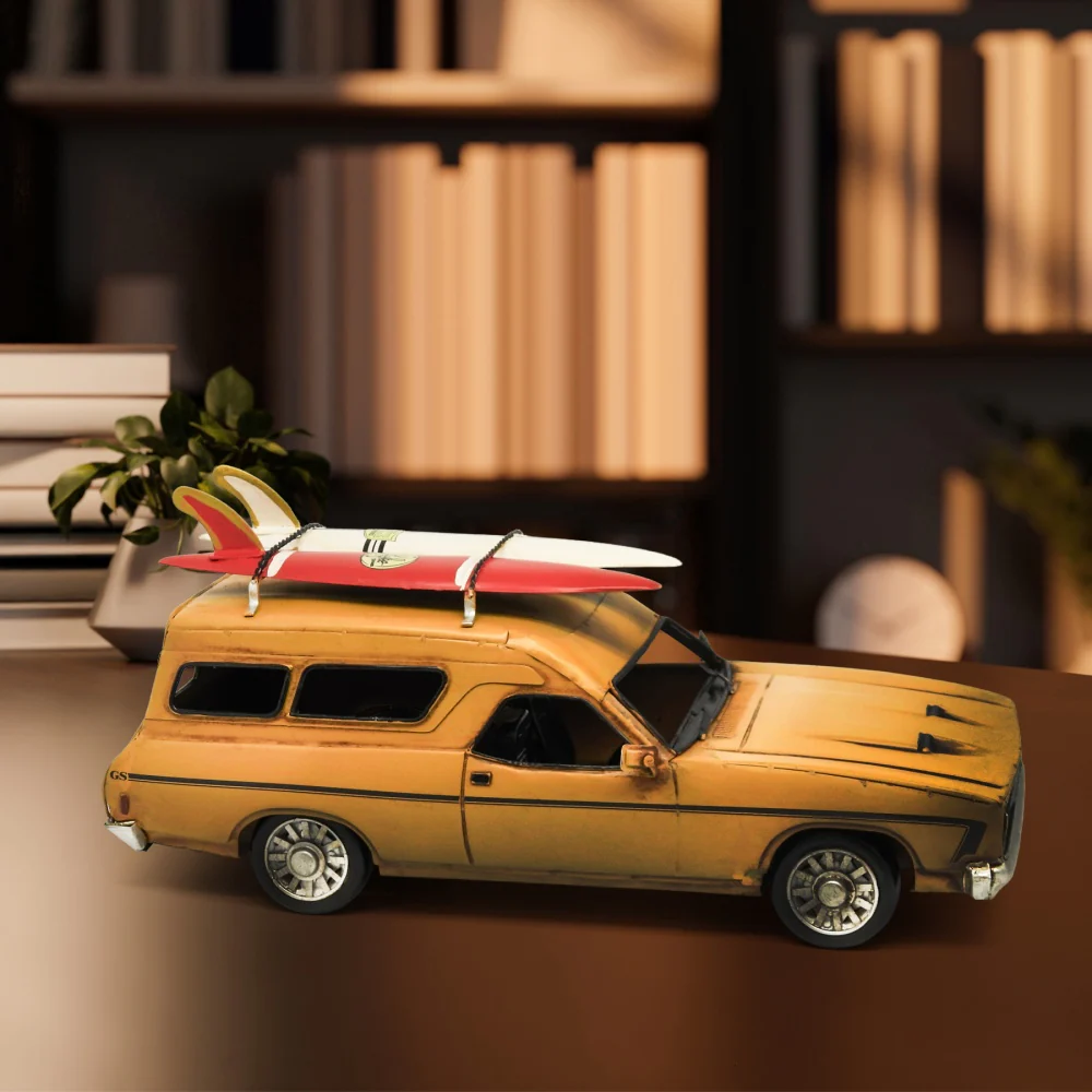 Boyle Metal Ornament Figurine 1976 Ford XC Falcon Panelvan Car with Surfboard (Yellow) - Image 6