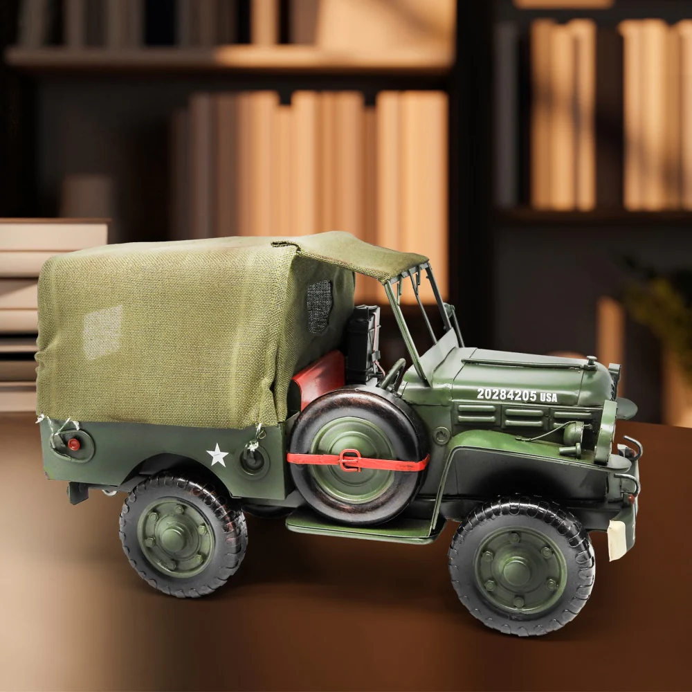 Boyle Metal Ornament Figurine Army Jeep Truck 34cm (Green) - Image 6
