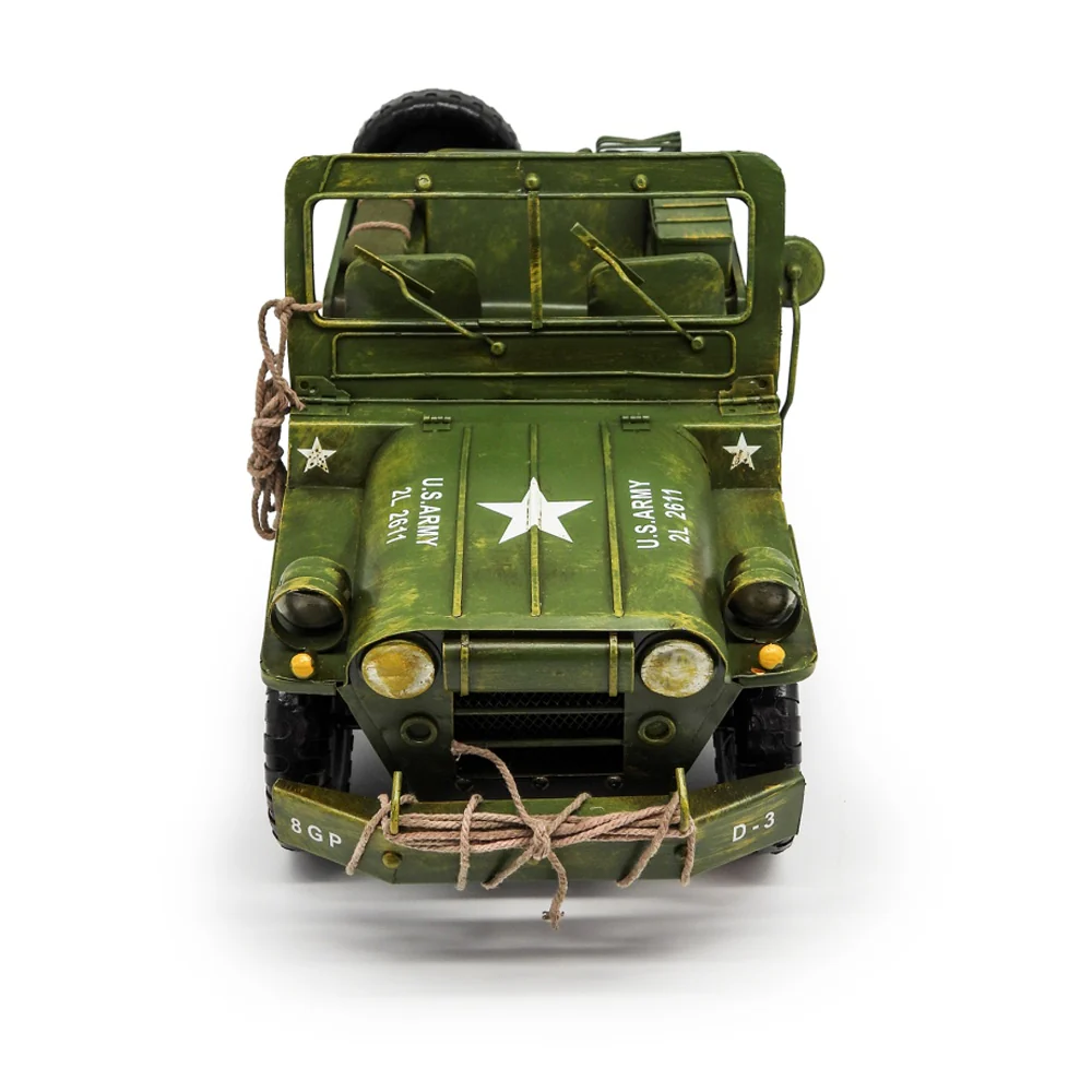 Boyle Metal Ornament Figurine Army Jeep Truck 38x18cm (Green) - Image 3