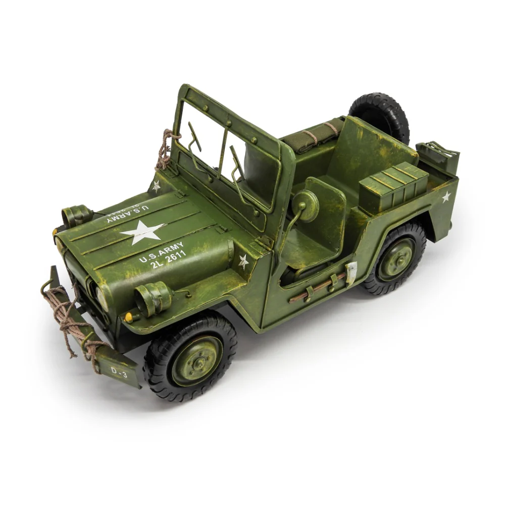 Boyle Metal Ornament Figurine Army Jeep Truck 38x18cm (Green) - Image 5