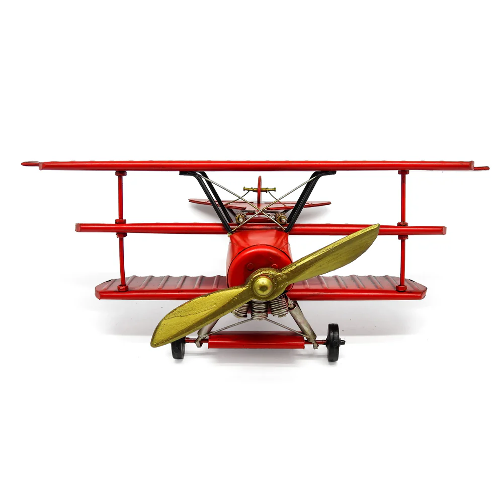 Boyle Metal Ornament Home Decor Collectible Baron Plane 37.5x39x14.5cm (Red) - Image 4