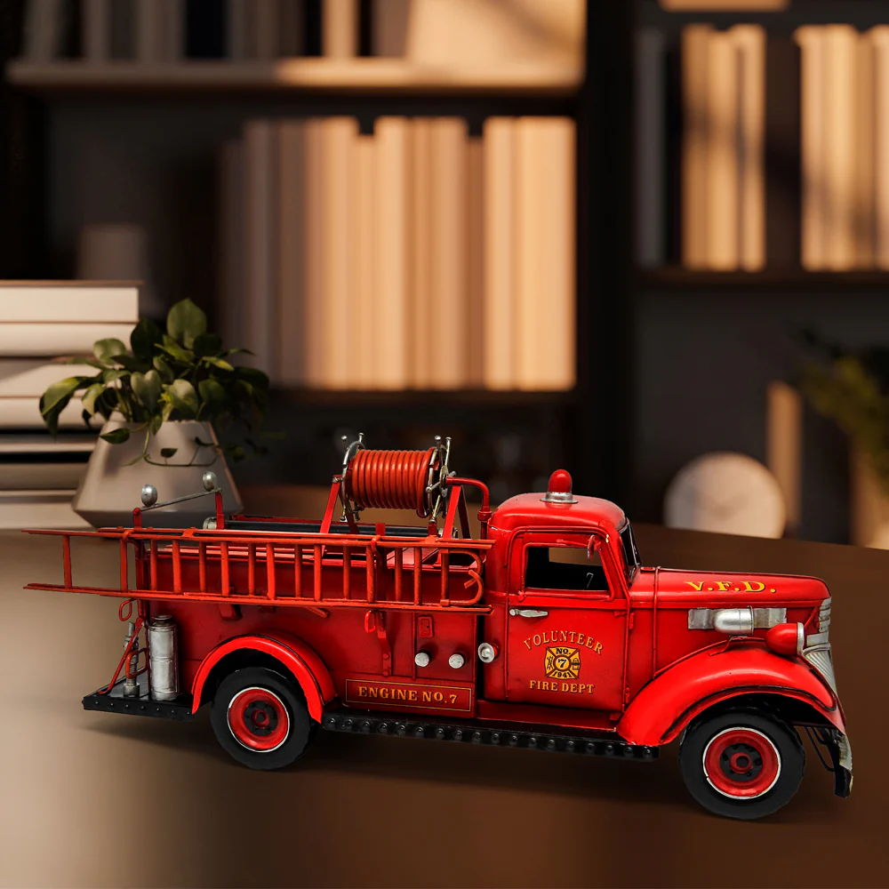 Boyle Metal Ornament Home Decor Collectible Chevy Fire Truck 45x14.5x19cm - Image 7