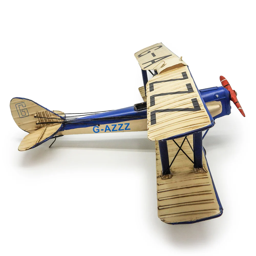 Boyle Metal Ornament Home Decor Collectible Tiger Moth Plane 50x48x18.5cm (Blue/White) - Image 3