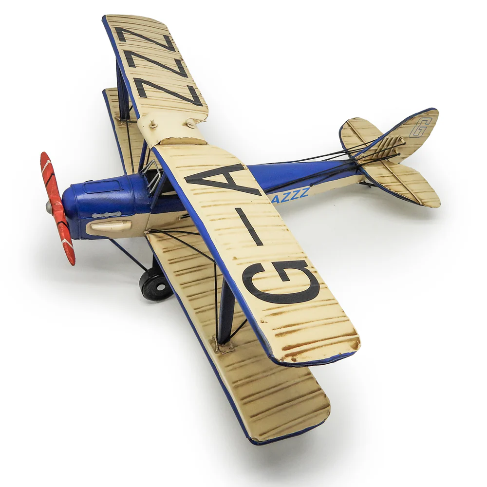 Boyle Metal Ornament Home Decor Collectible Tiger Moth Plane 50x48x18.5cm (Blue/White) - Image 6