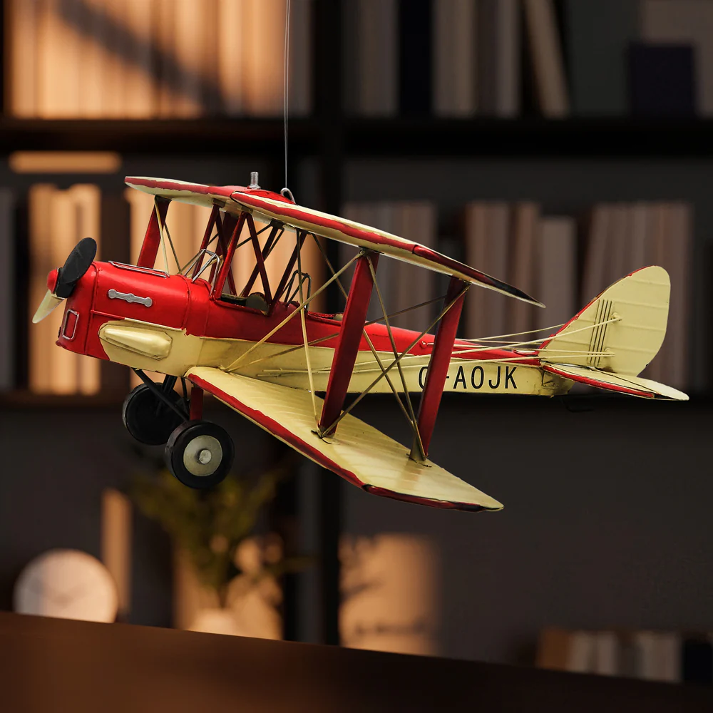 Boyle Metal Ornament Home Decor Collectible Tiger Moth Plane 50x48x18.5cm (Red/White) - Image 7