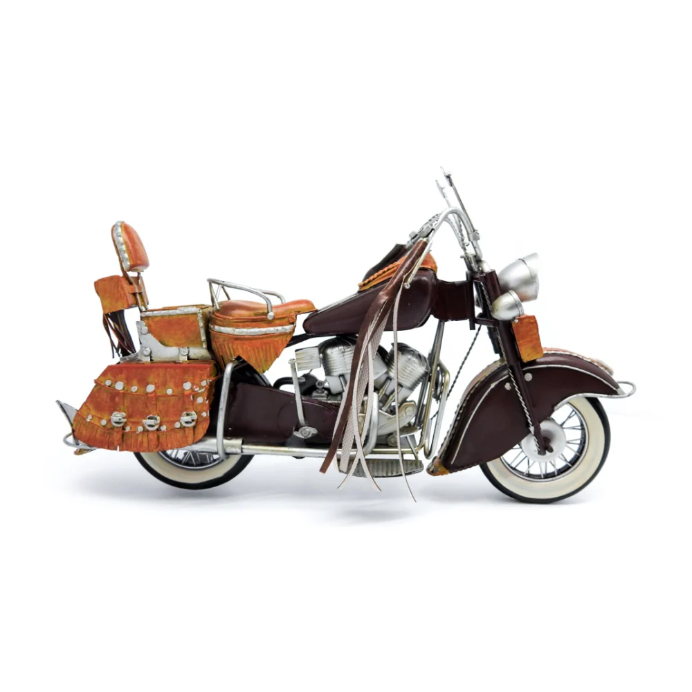 Boyle Metal Ornament Home Decor Indian Motorbike with Leatherette Handles 36cm - Image 5