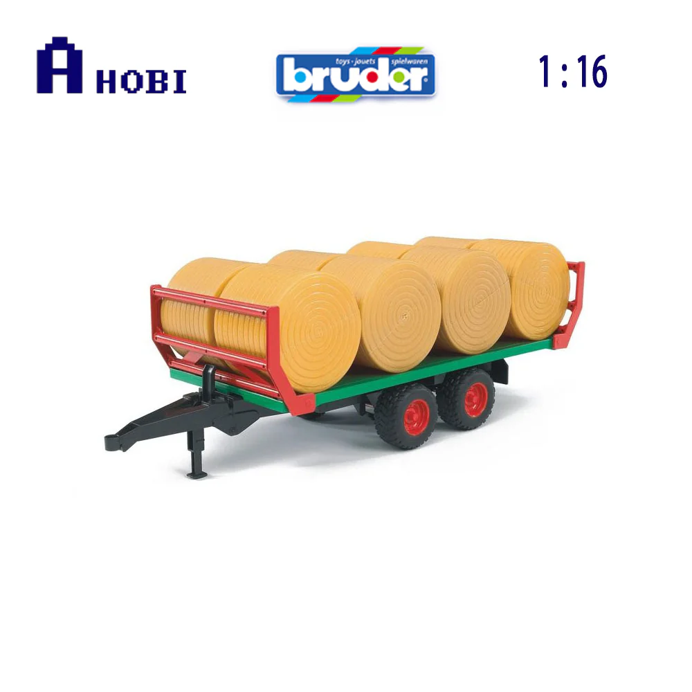 Bruder Licensed 1:16 Scale Bale Transport Trailer With 8 Round Bales Model Toy - Image 3