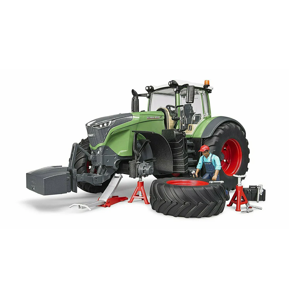 Bruder Licensed 1:16 Scale Fendt 1050 Vario With Mechanic & Garage Equipment Model Green - Image 2