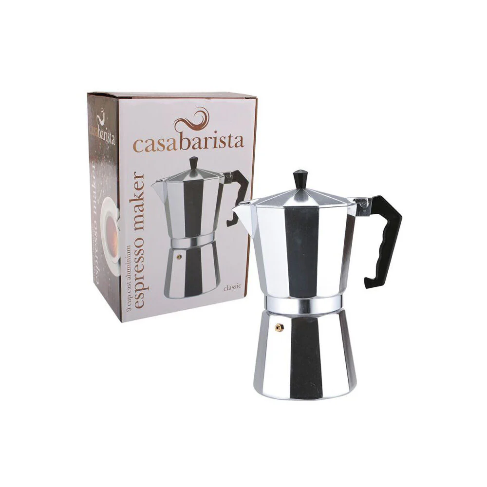 Casabarista Classic Aluminium 9 Cups Espresso Coffee Maker Moka Pot Silver - Image 2