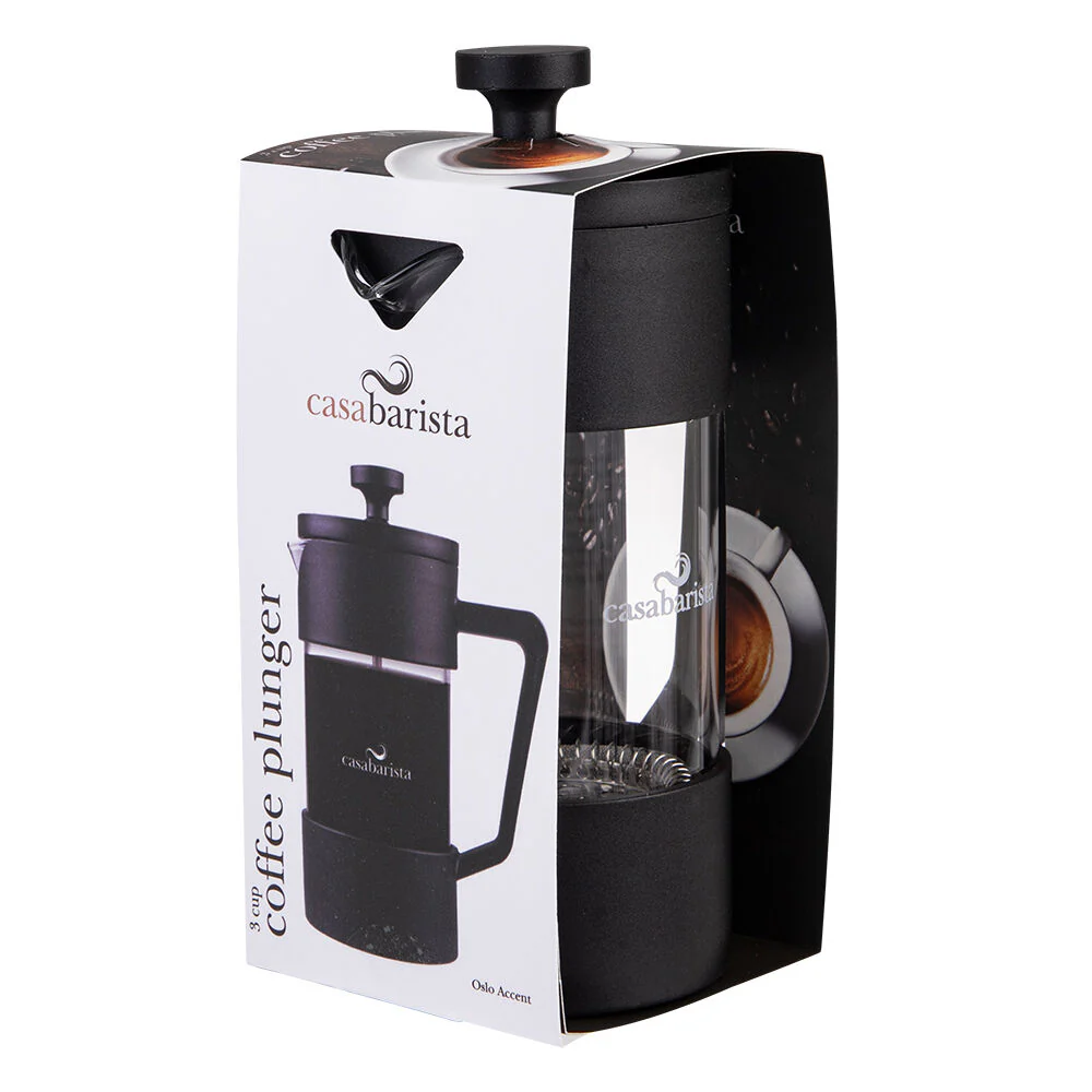 Casabarista Oslo Accent Stainless Steel Coffee Plunger 3 Cup 350ml Black - Image 2