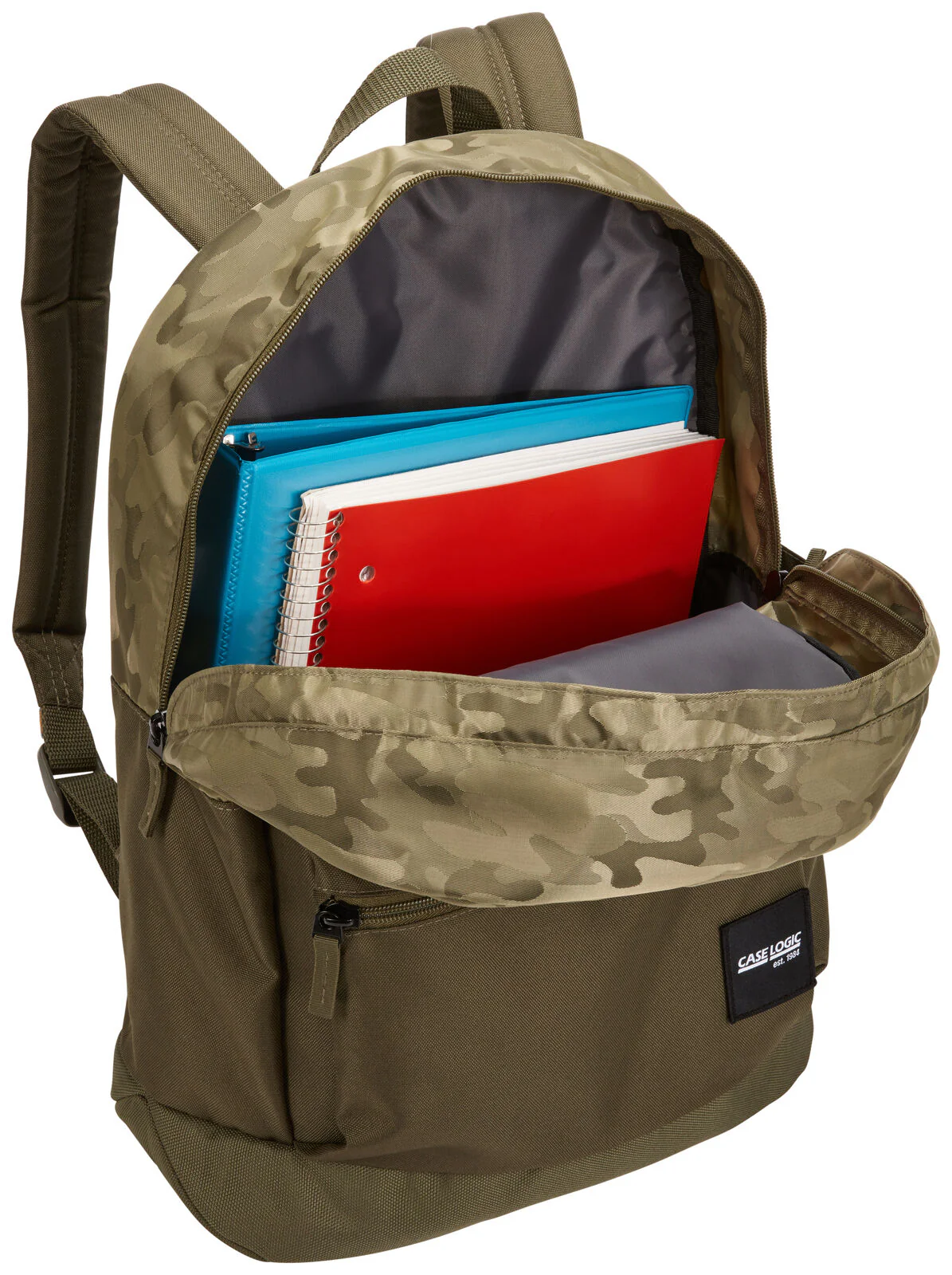 Case Logic Founder 26L Backpack Bag with Free Pencil Case in Olive/Camo - Image 4