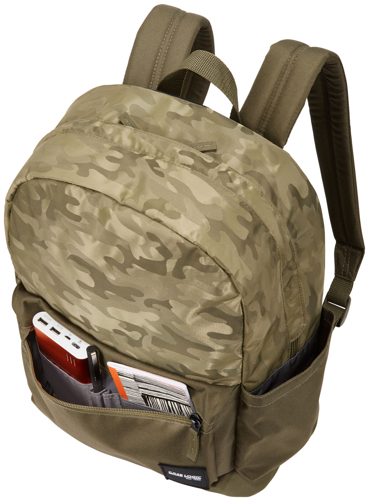 Case Logic Founder 26L Backpack Bag with Free Pencil Case in Olive/Camo - Image 5