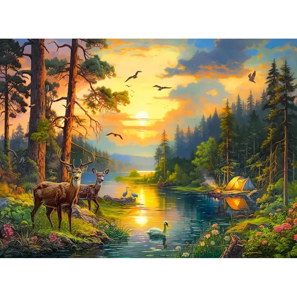 Castorland 3000-Pieces Sunset Over Forest River Puzzle - Image 2