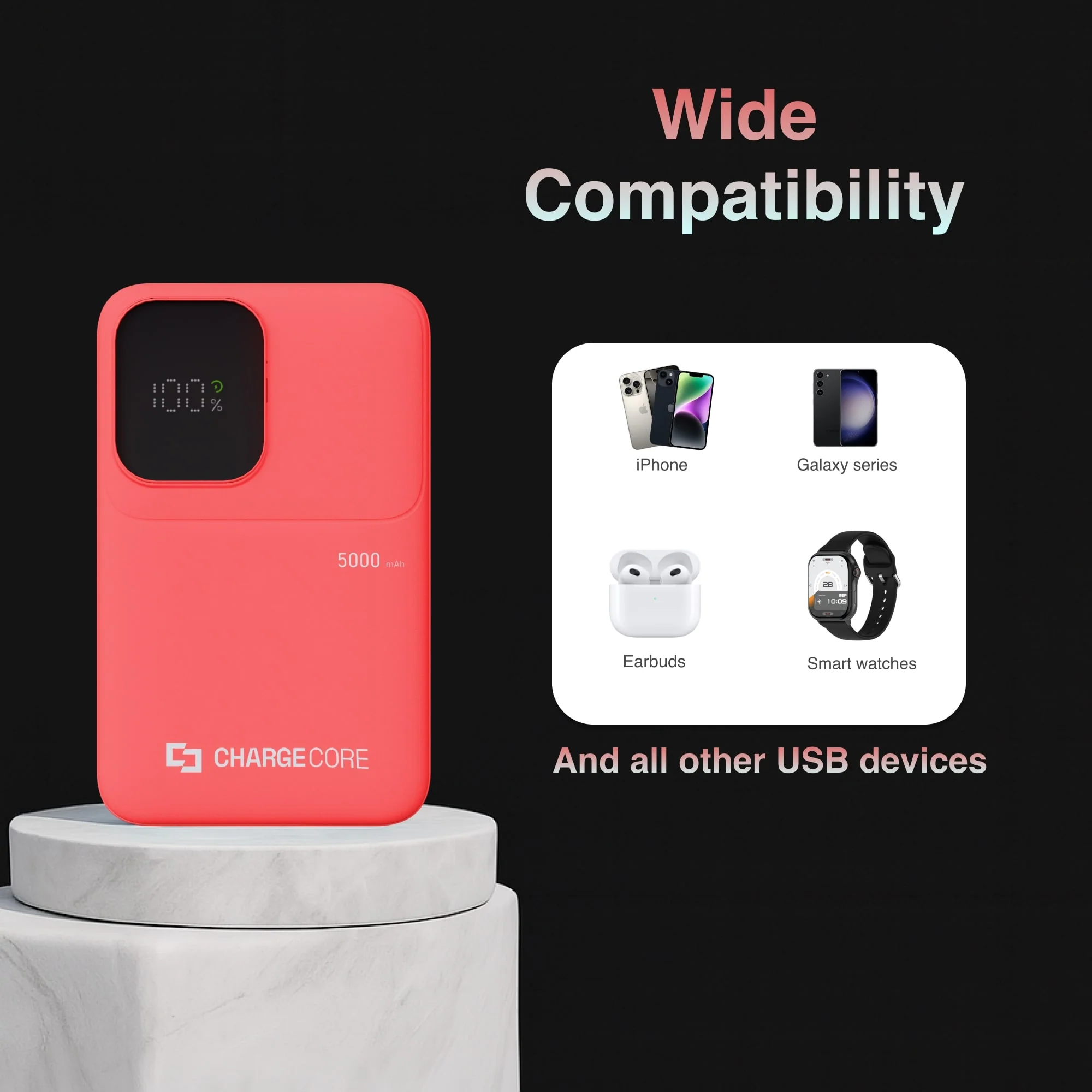 ChargeCore SafeCharge Max 5K LiFePO4 Power Bank (Sunset Coral) - Image 6