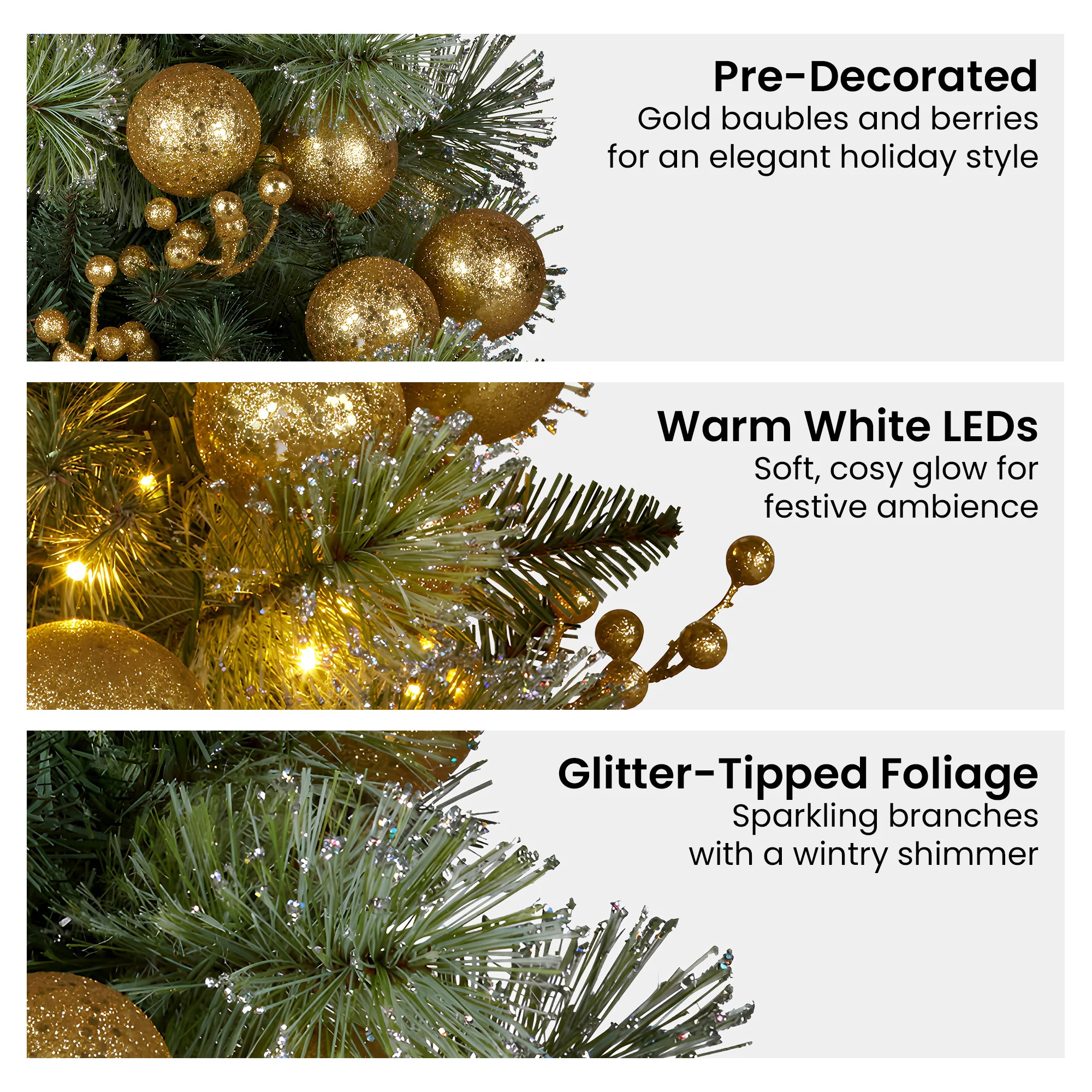 Christabelle 2.7m Christmas Garland with Gold Baubles - Image 5