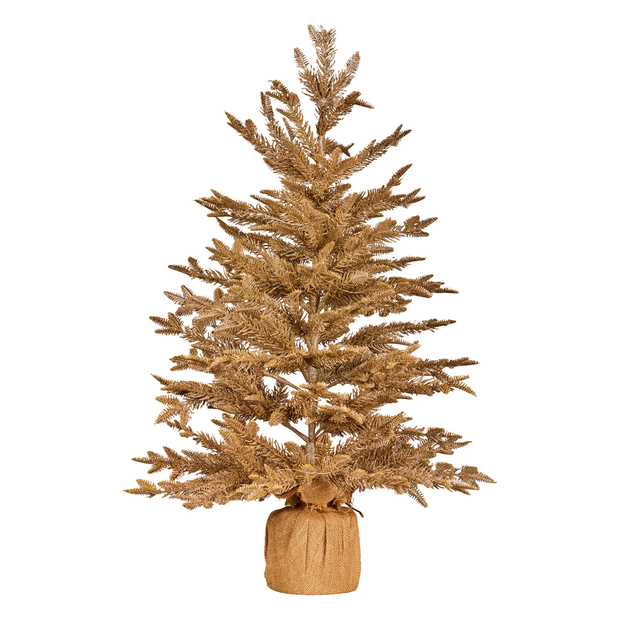Christabelle 3ft Christmas Tree with Lights - Gold Fir in Hessian Base - Image 2
