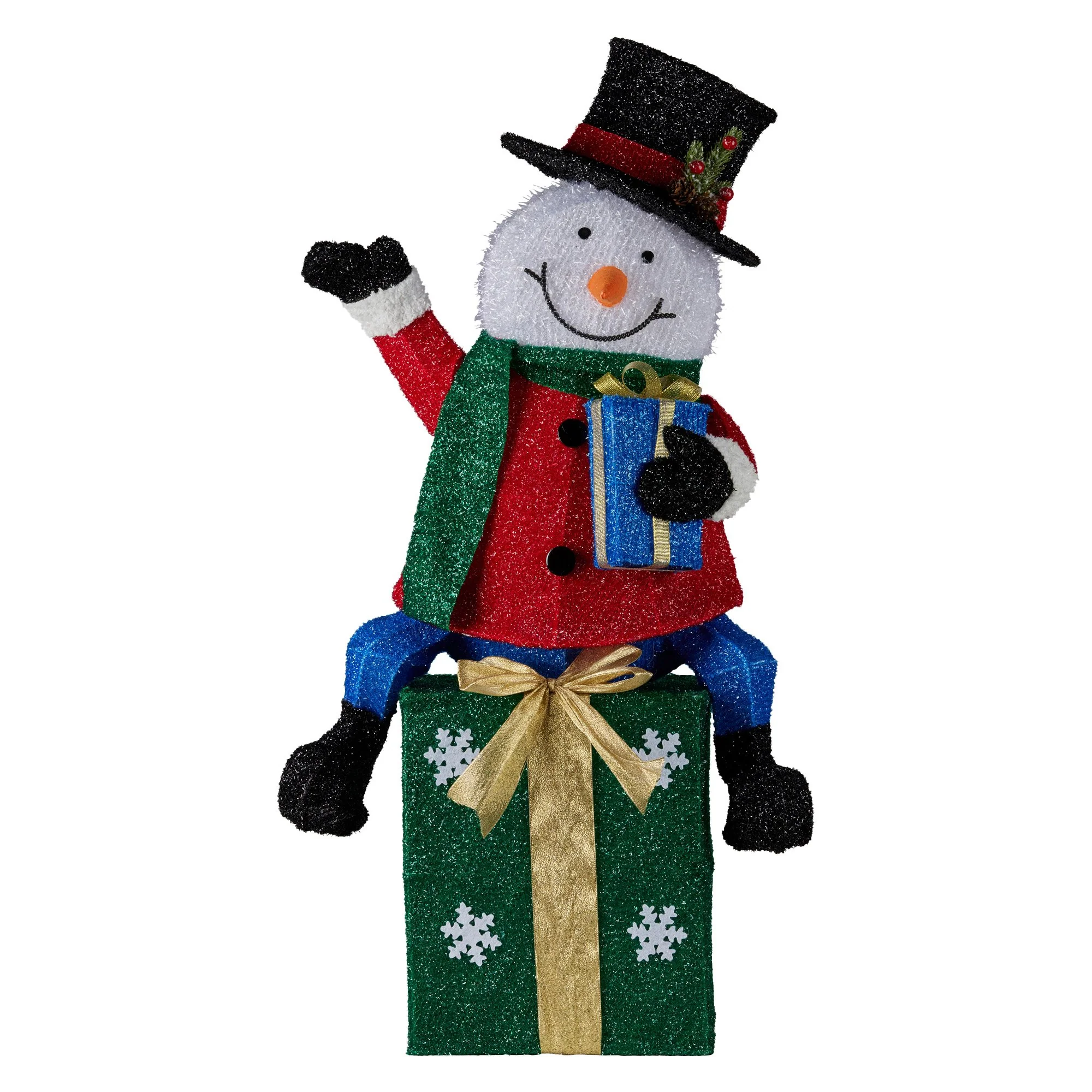 Christabelle 85cm Christmas Snowman On Presents Display with Lights - Image 2