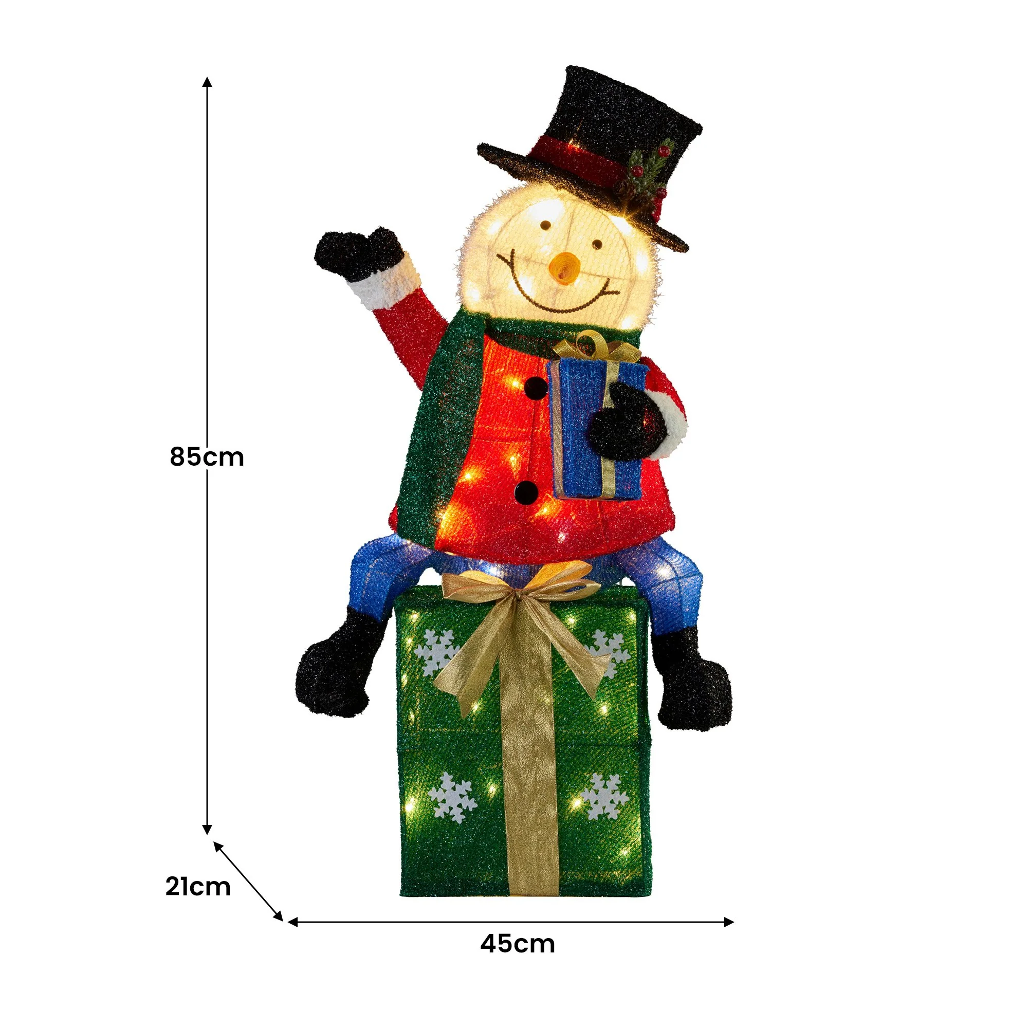 Christabelle 85cm Christmas Snowman On Presents Display with Lights - Image 4