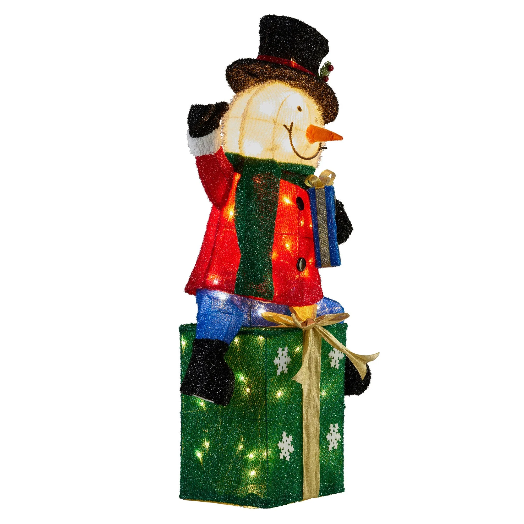 Christabelle 85cm Christmas Snowman On Presents Display with Lights - Image 8
