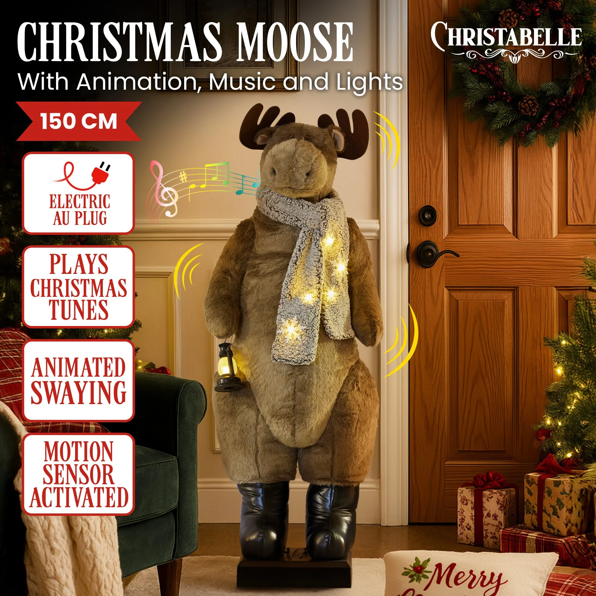 Christabelle Animated Musical LED Moose 1.5m - Image 6