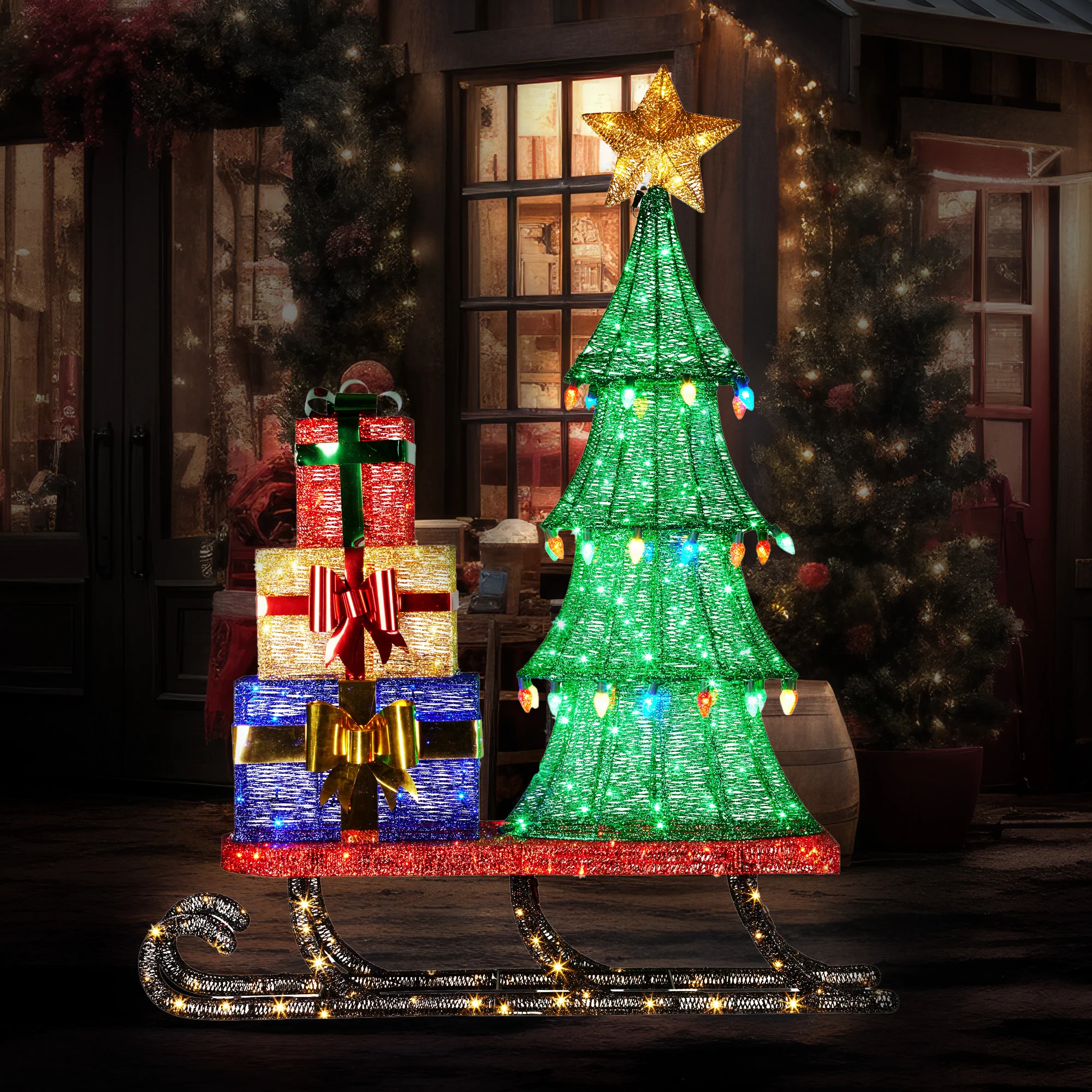 Christabelle Christmas Display Sled with Tree and Presents -  183cm - Image 7