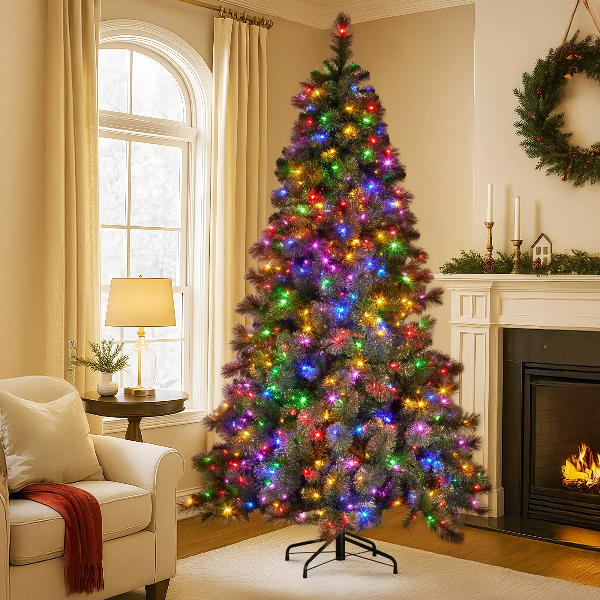 Christabelle Gold Pine Christmas Tree with 850 LEDs 9ft - Image 7