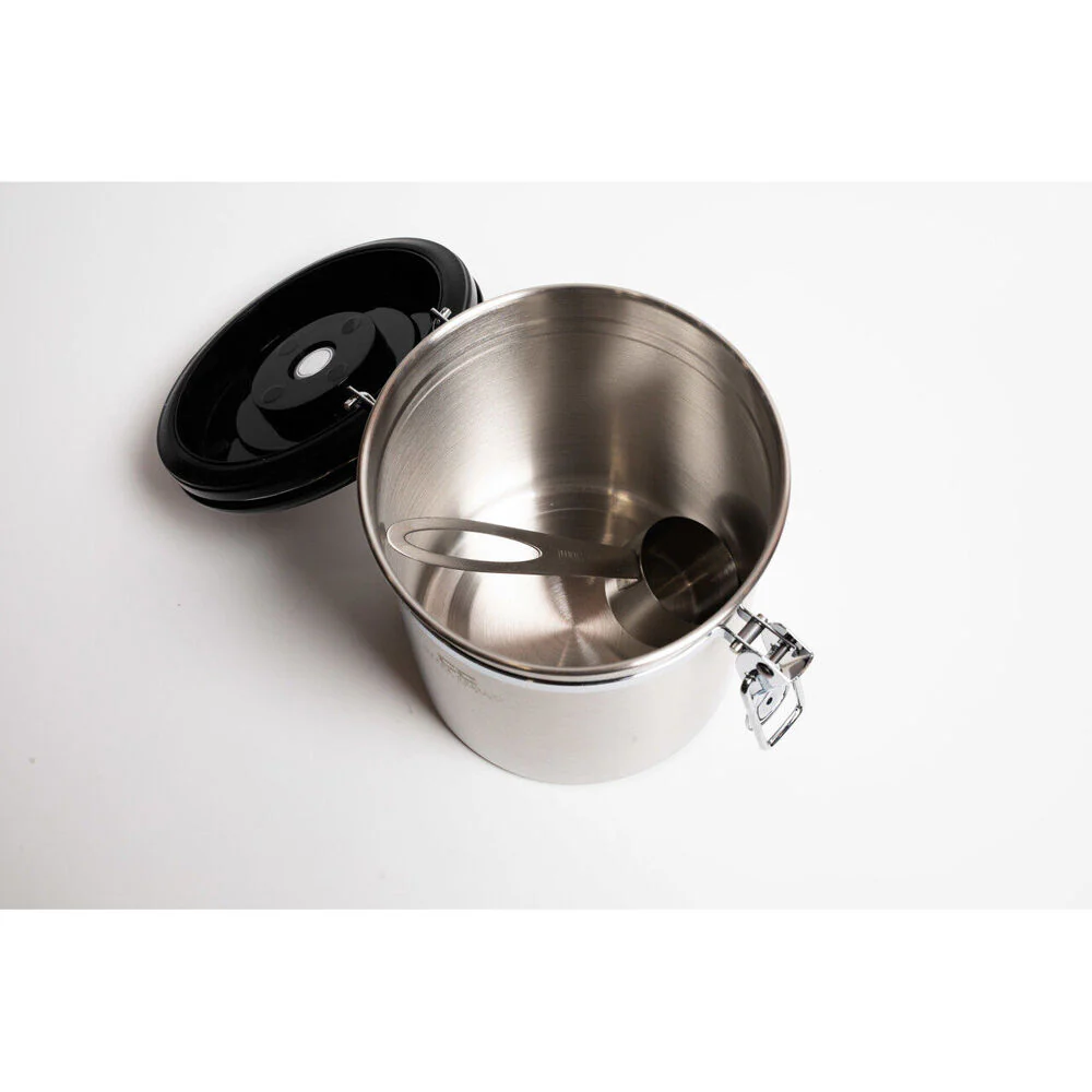 Coffee Culture Large Coffee Canister Storage Round Container (Silver) - Image 4